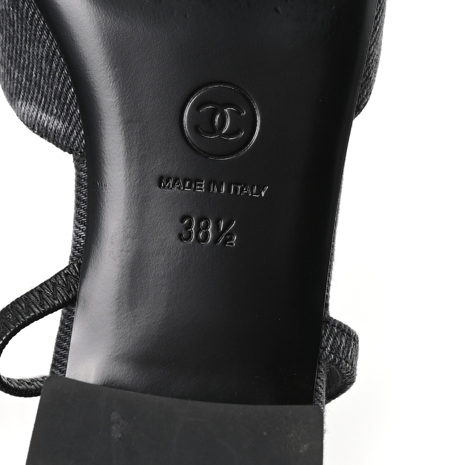 Chanel Denim Cap Toe CC Slingback Flats 38.5 Charcoal Black 7 of 9