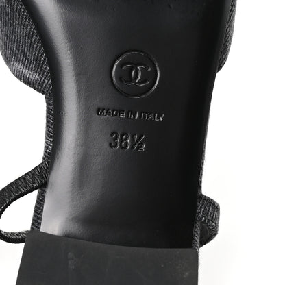 Chanel Denim Cap Toe CC Slingback Flats 38.5 Charcoal Black 7 of 9