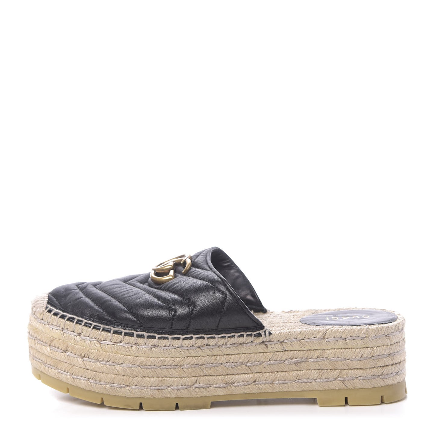 Nappa Matelasse GG Marmont Platform Espadrille Slippers 38 Black