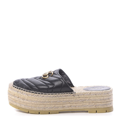 Gucci Nappa Matelasse GG Marmont Platform Espadrille Slippers 38 Black 1 of 8