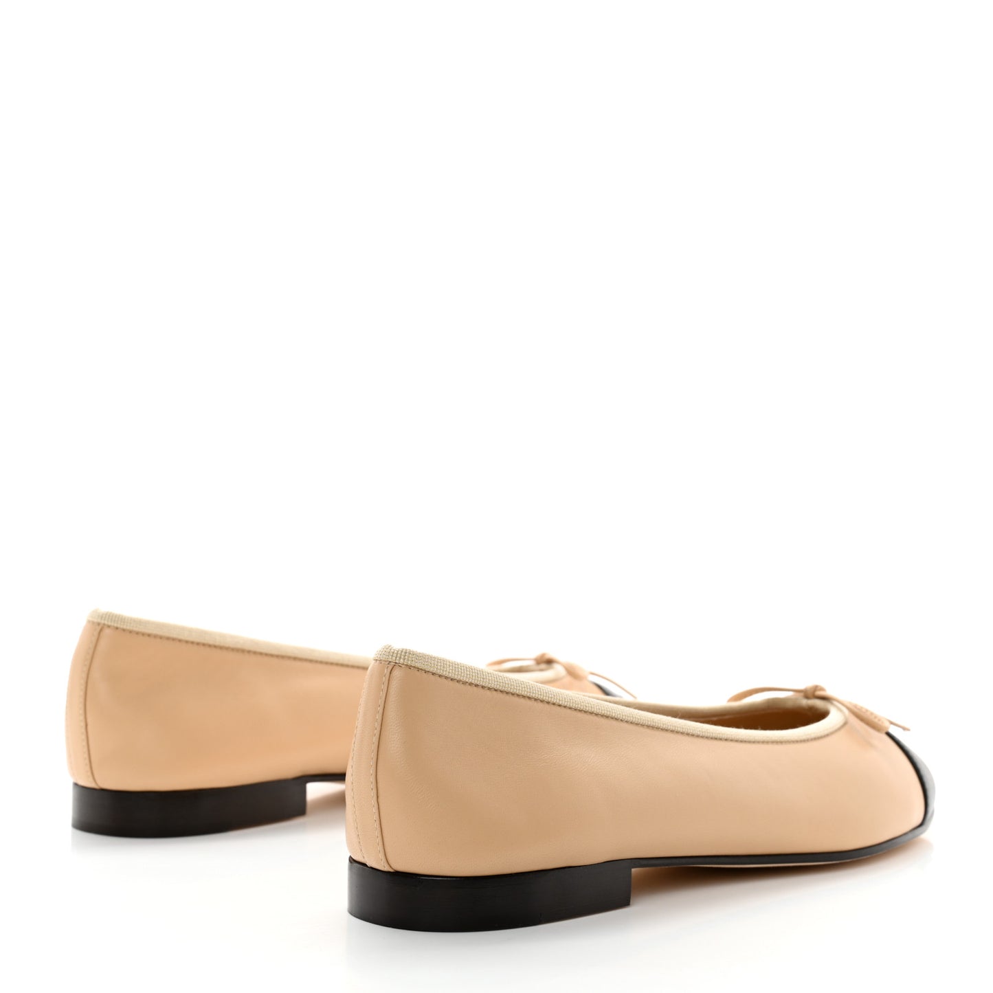 Lambskin Cap Toe CC Ballerina Flats 39.5 Beige Black