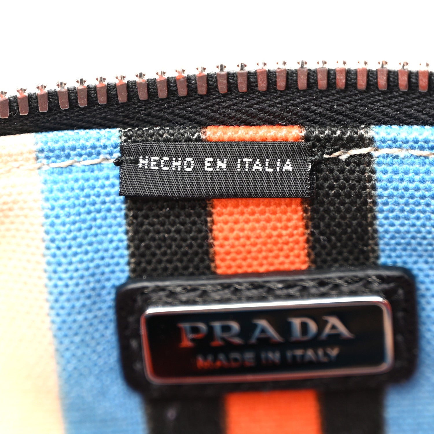 Prada Canvas Baiadera Stripe Wristlet Pouch Arancio 7 of 11