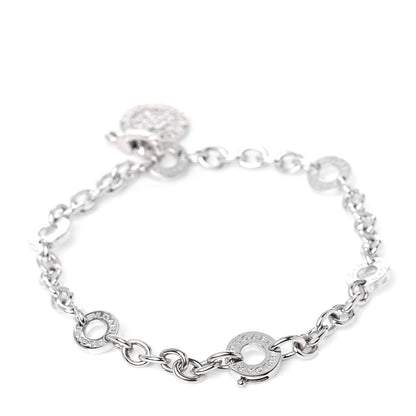 Bulgari 18K White Gold Diamond Disc Charm Bracelet 3 of 7