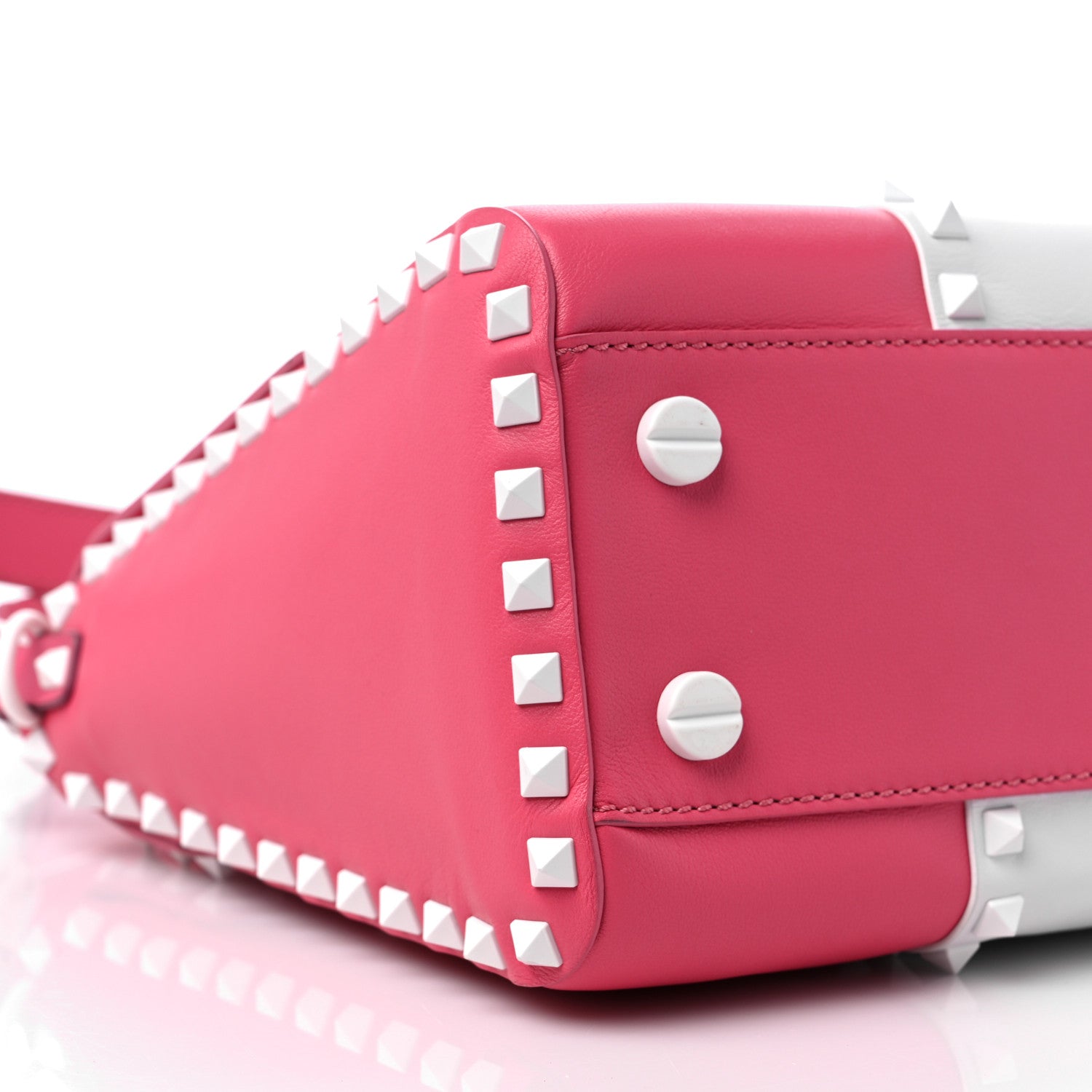 Valentino Garavani Vitello Colorblock Free Rockstud Top Handle Shoulder Bag Pink Optic White 7 of 16
