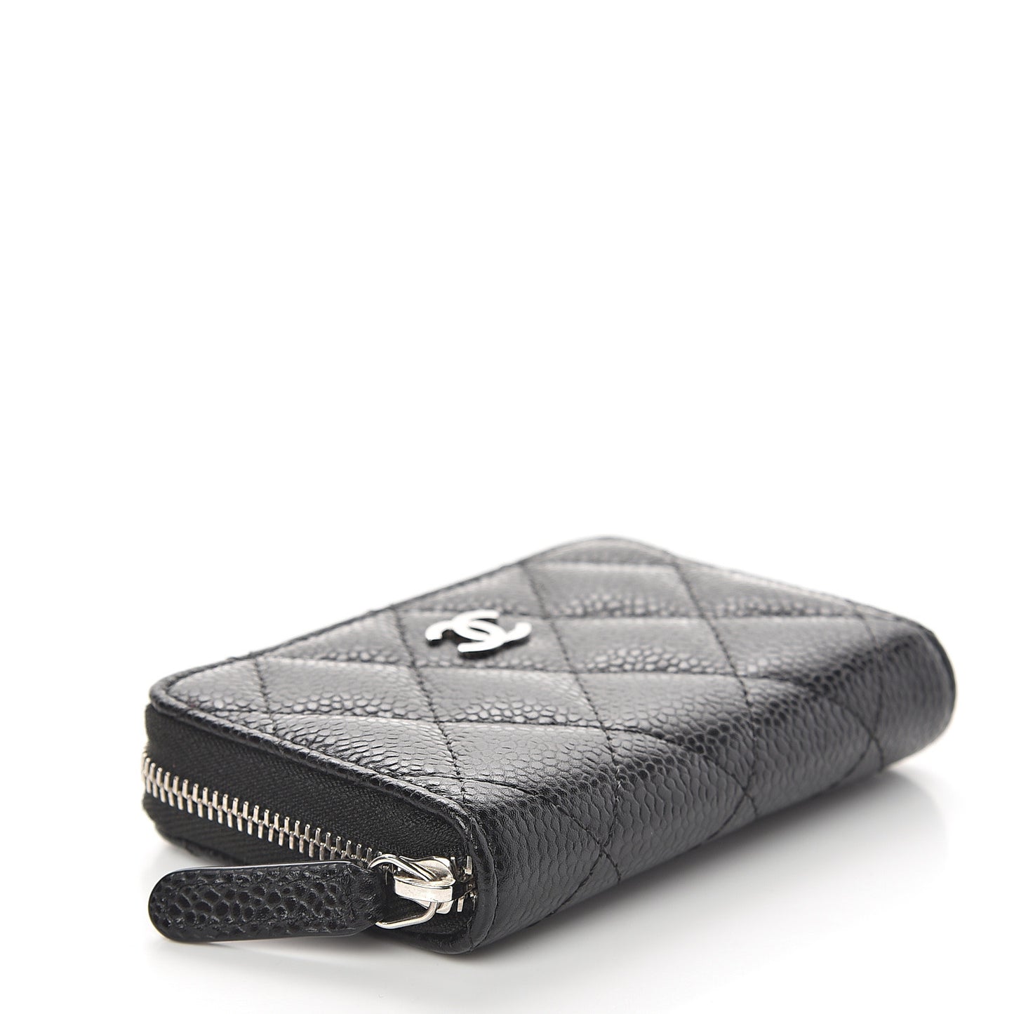 Caviar Quilted Zip Coin Purse Black
