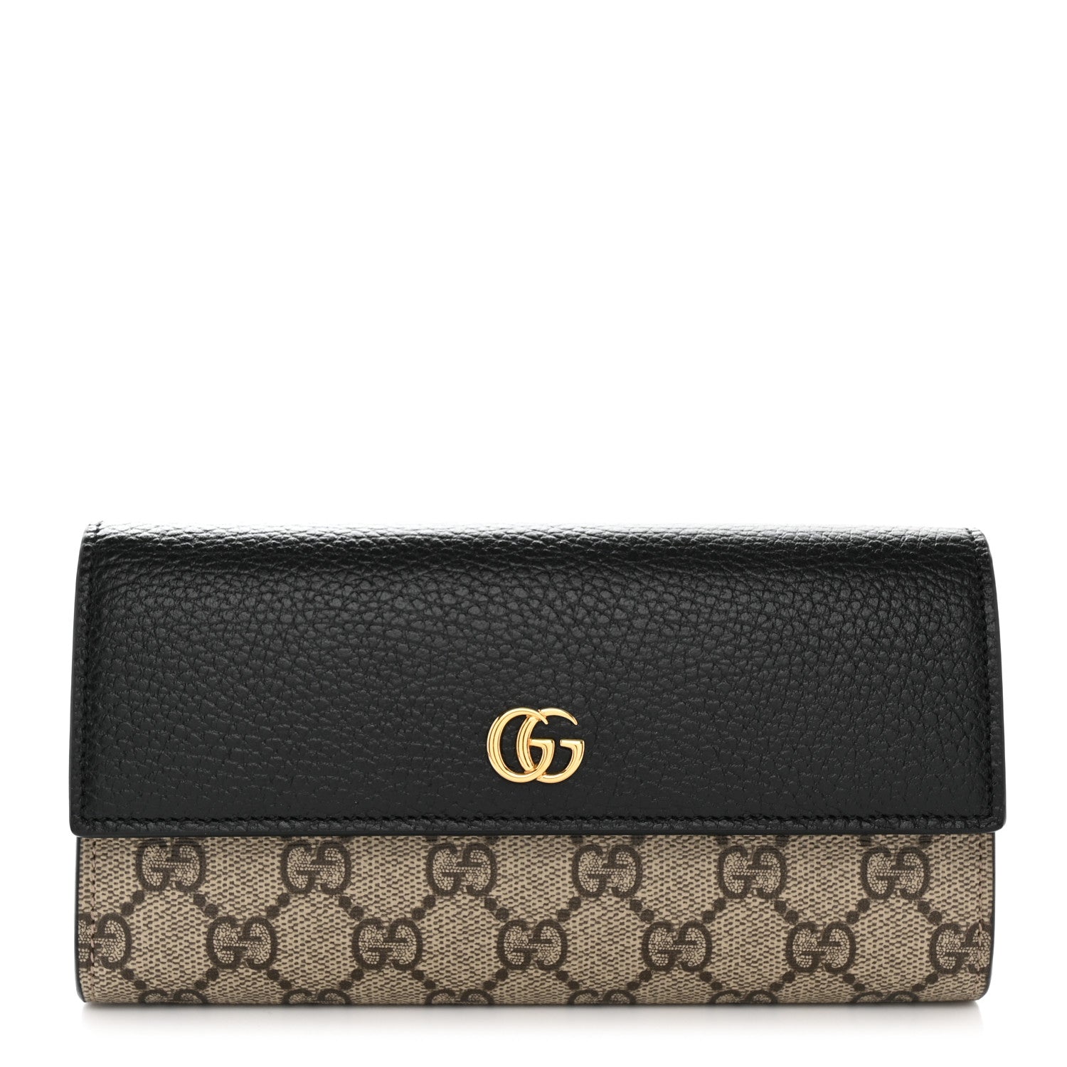Gucci Dollar Calfskin GG Supreme Monogram GG Marmont Continental Wallet Black Beige Ebony 1 of 8