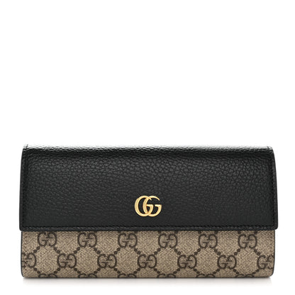 Gucci Dollar Calfskin GG Supreme Monogram GG Marmont Continental Wallet Black Beige Ebony 1 of 8