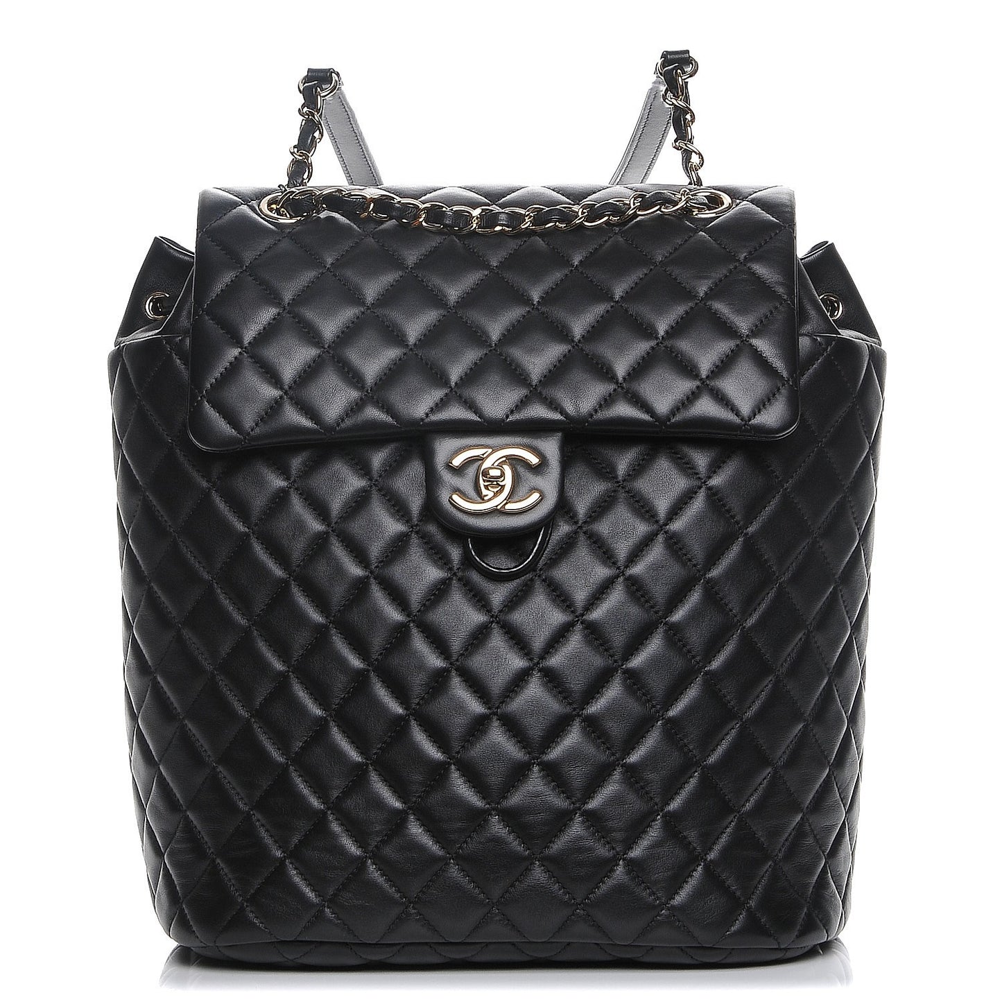Lambskin Quilted Large Urban Spirit Backpack Black