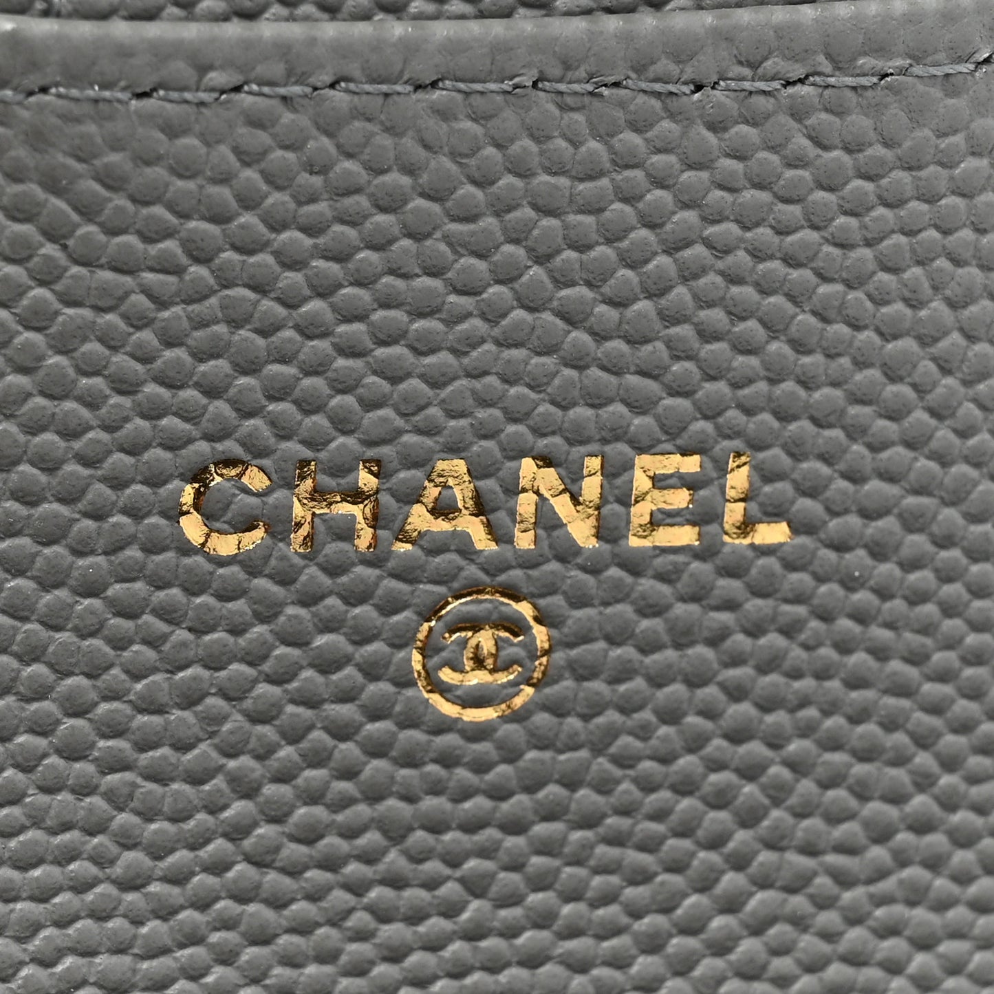 Caviar Quilted Flap Card Holder Wallet Dark Grey