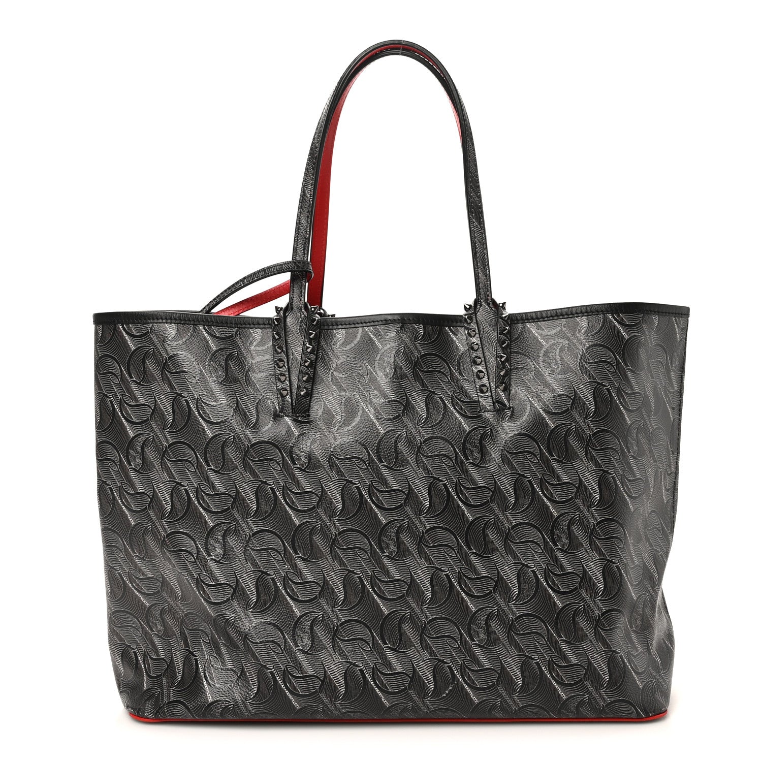 Christian Louboutin Toile Monogram Calfskin Printed Spikes East West Cabata Tote Black 1 of 10