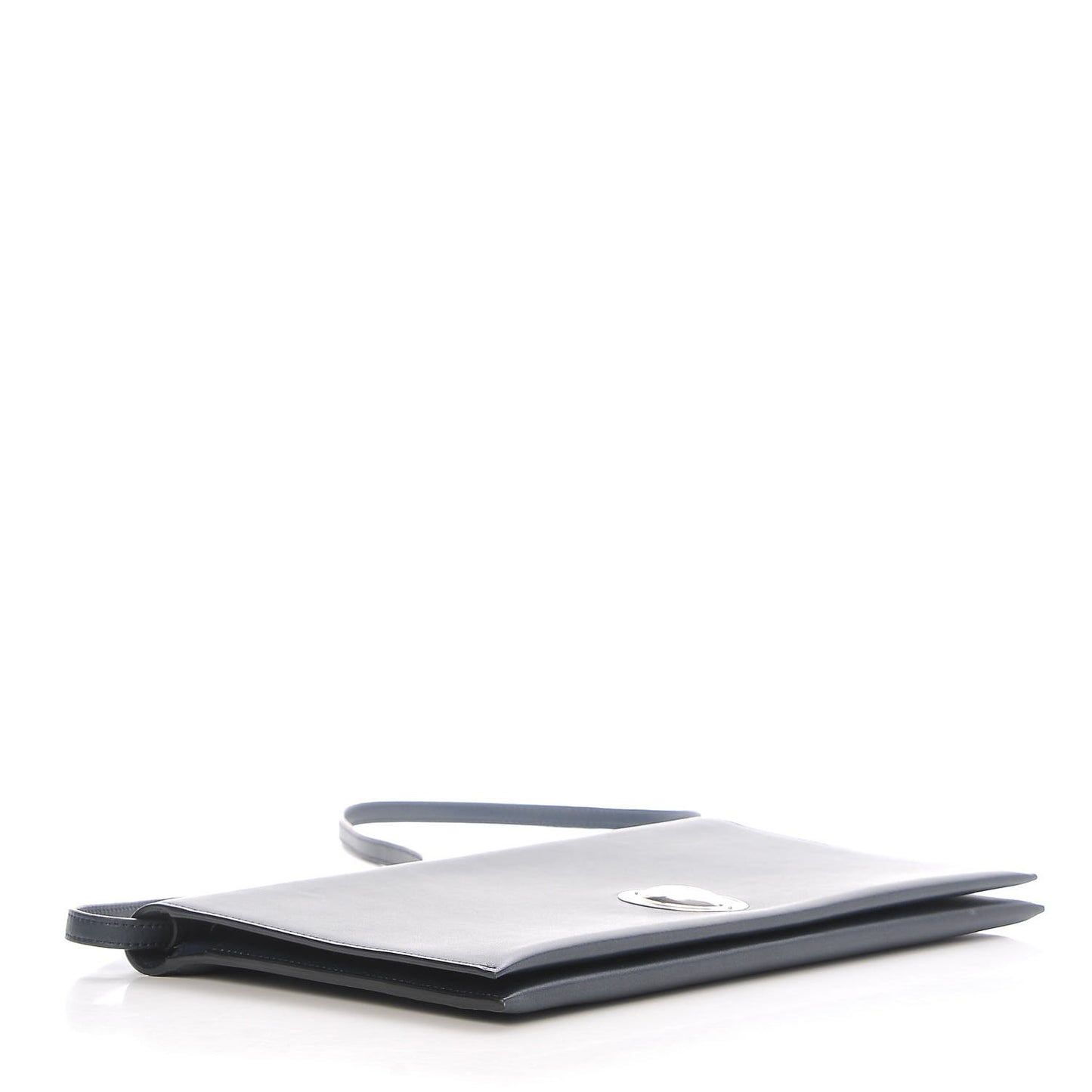 Smooth Calfskin Oval Clutch Navy