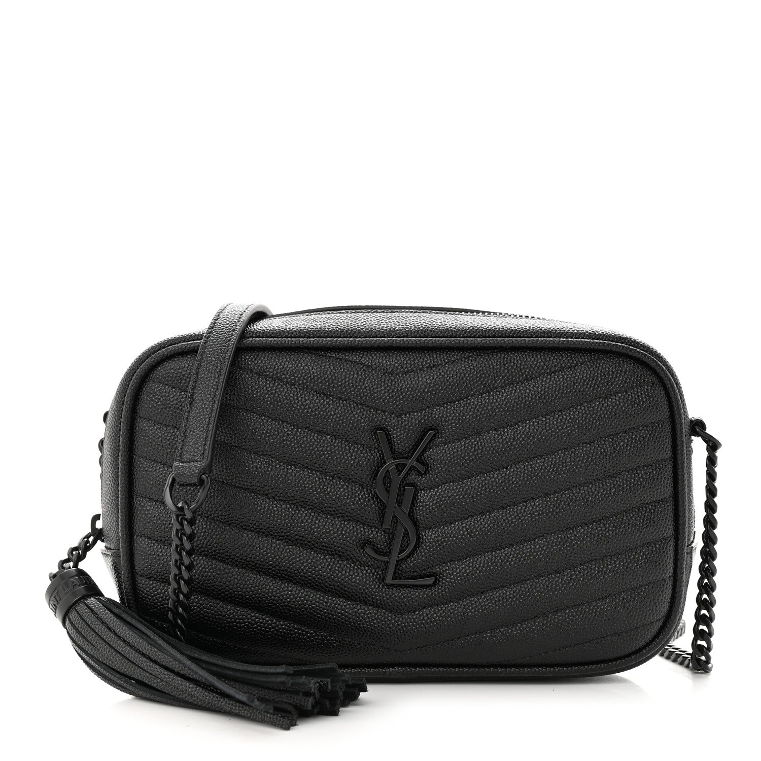 Saint Laurent Grain De Poudre Matelasse Monochrome Monogram Mini Lou Camera Bag Black 1 of 11