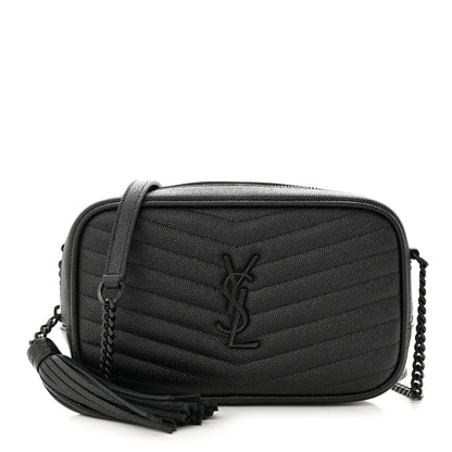 Saint Laurent Grain De Poudre Matelasse Monochrome Monogram Mini Lou Camera Bag Black 1 of 11