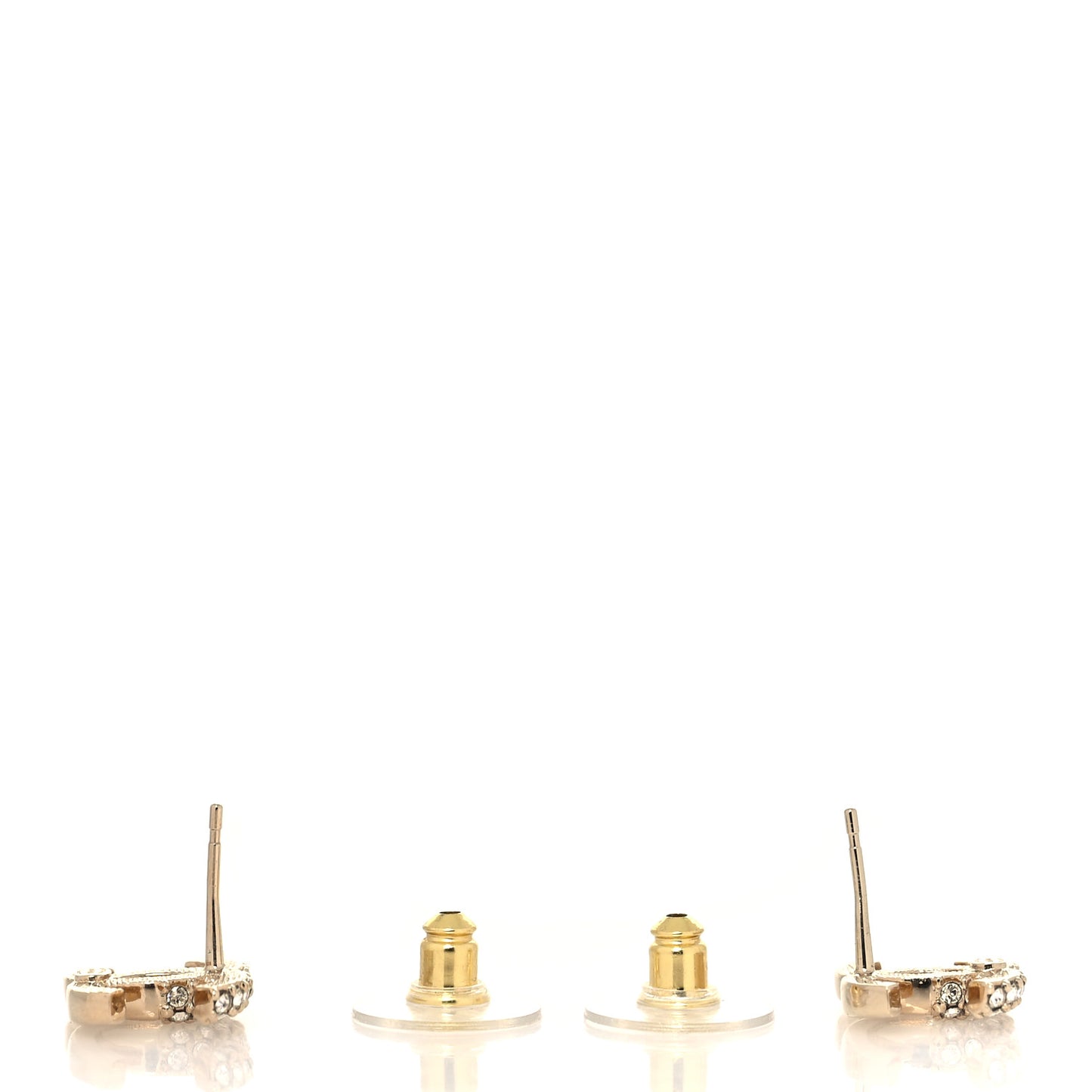 Crystal Metal CC Earrings Gold