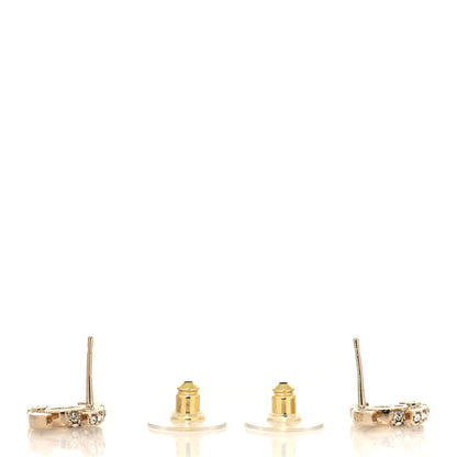Chanel Crystal Metal CC Earrings Gold 3 of 6
