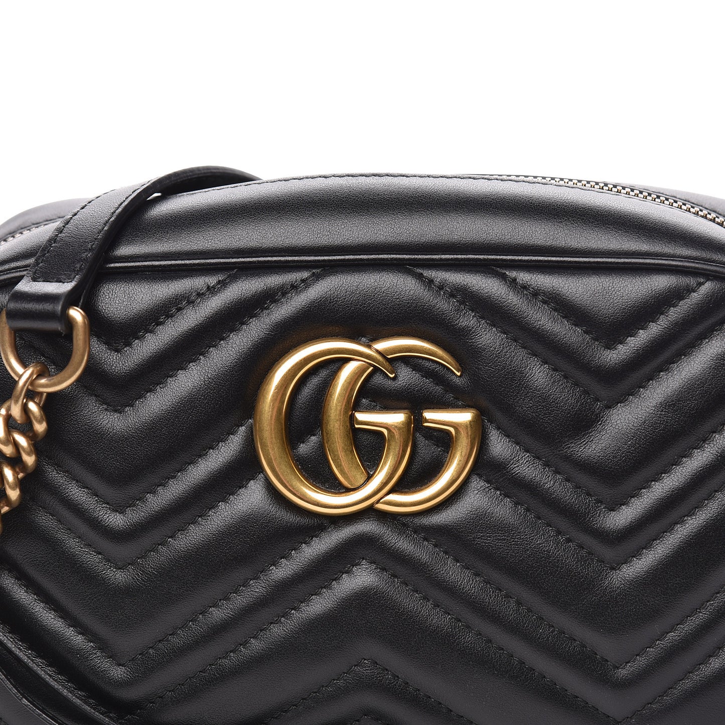 Calfskin Matelasse Small GG Marmont Chain Shoulder Bag Black