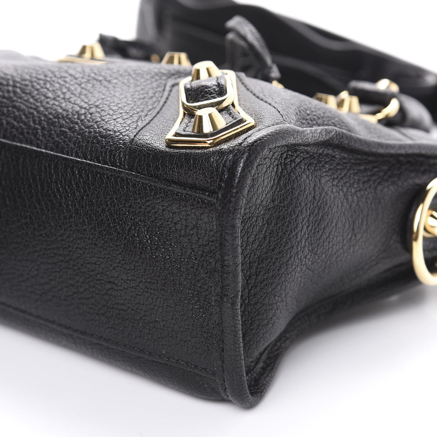 Chevre Gold Metallic Edge Hardware Mini City Black