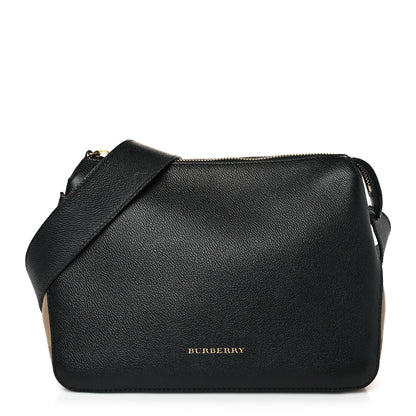 Burberry Soft Grain Calfskin House Check Small Helmsley Crossbody Black 1 of 10