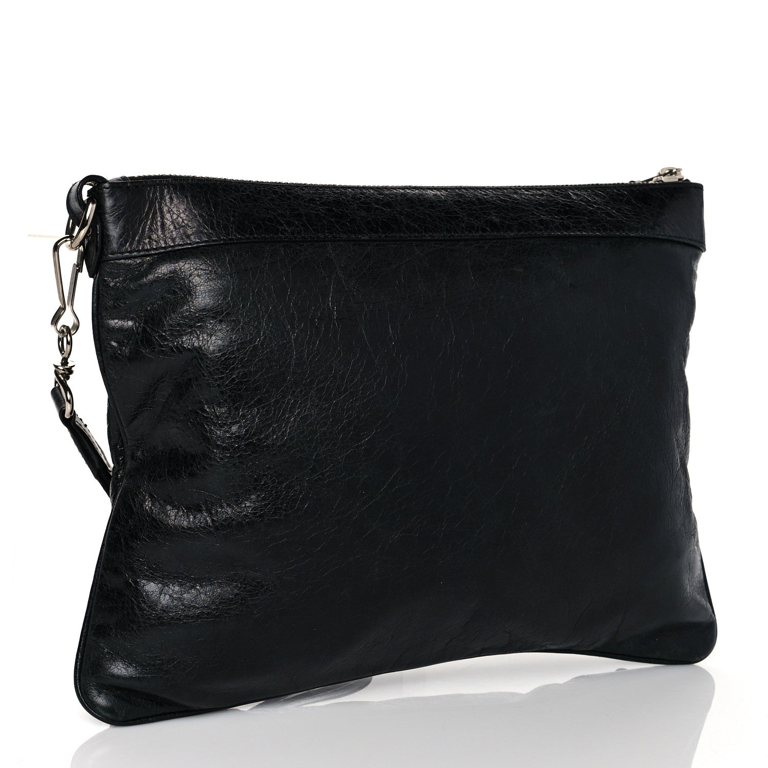 Balenciaga Chevre Giant 21 Silver Hardware Flat Handle Clutch Black 2 of 9