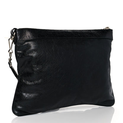 Balenciaga Chevre Giant 21 Silver Hardware Flat Handle Clutch Black 2 of 9