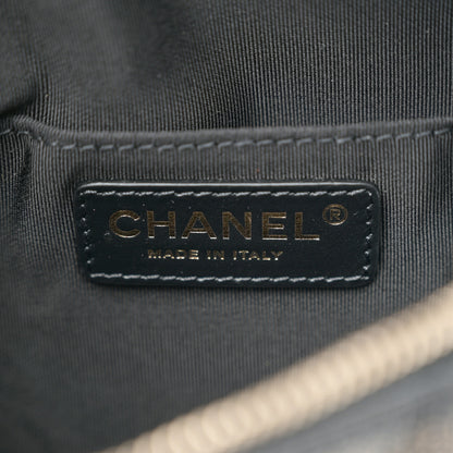 Chanel Metallic Caviar Striped Banane Waist Bag Fanny Pack Black Gold 6 of 12