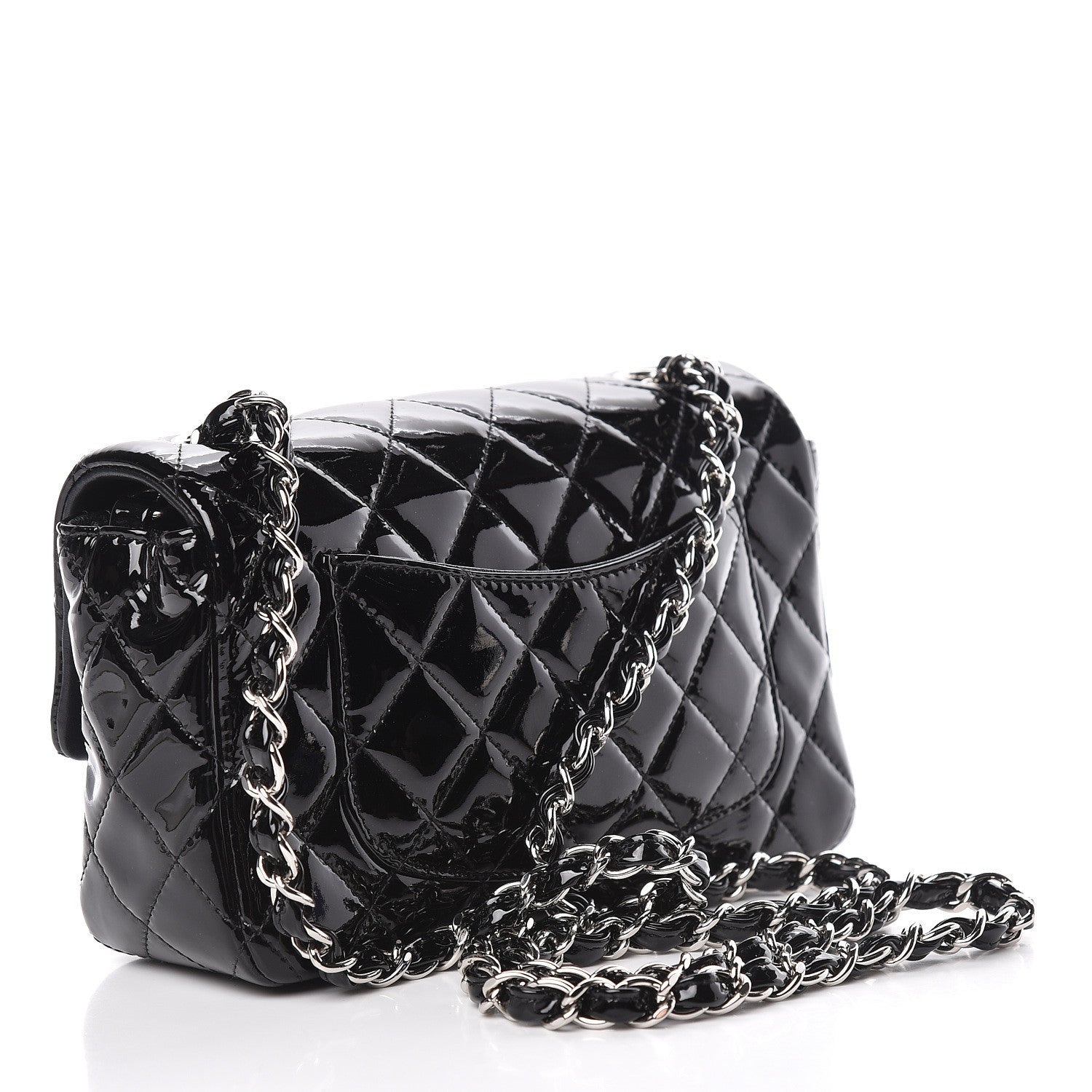 Chanel Patent Calfskin Quilted Mini Rectangular Flap Black 3 of 11