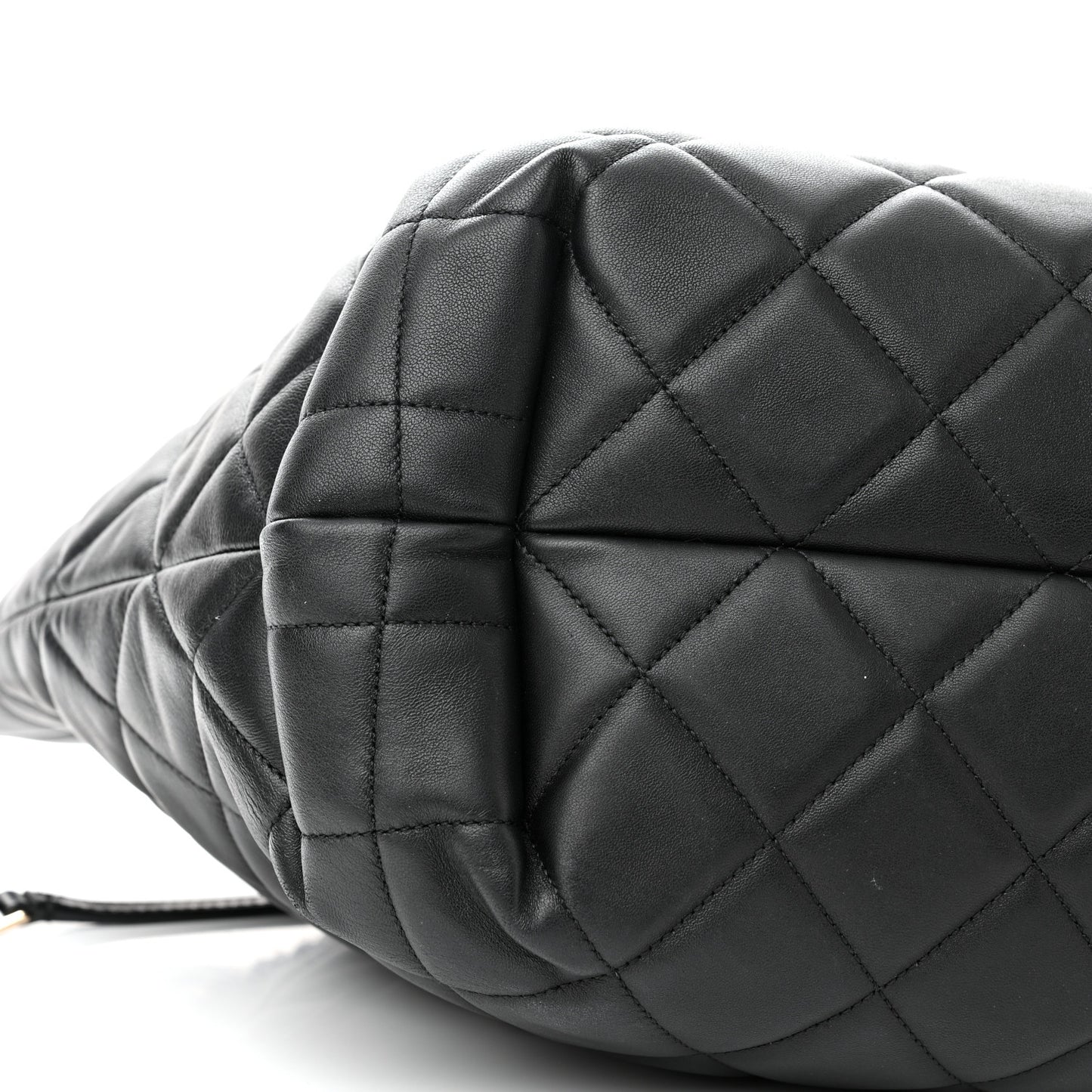 Lambskin Quilted CC Dweller Drawstring Tote Black