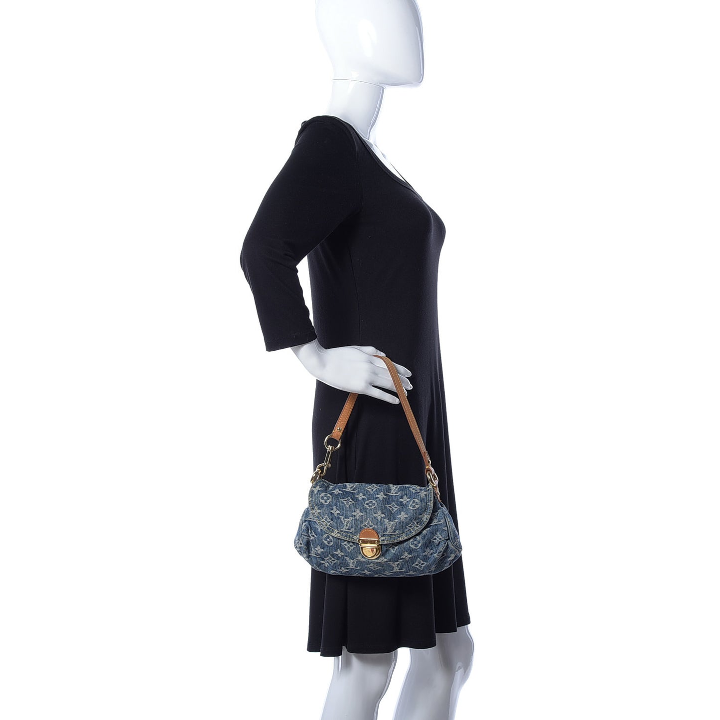 Monogram Denim Mini Pleaty Blue