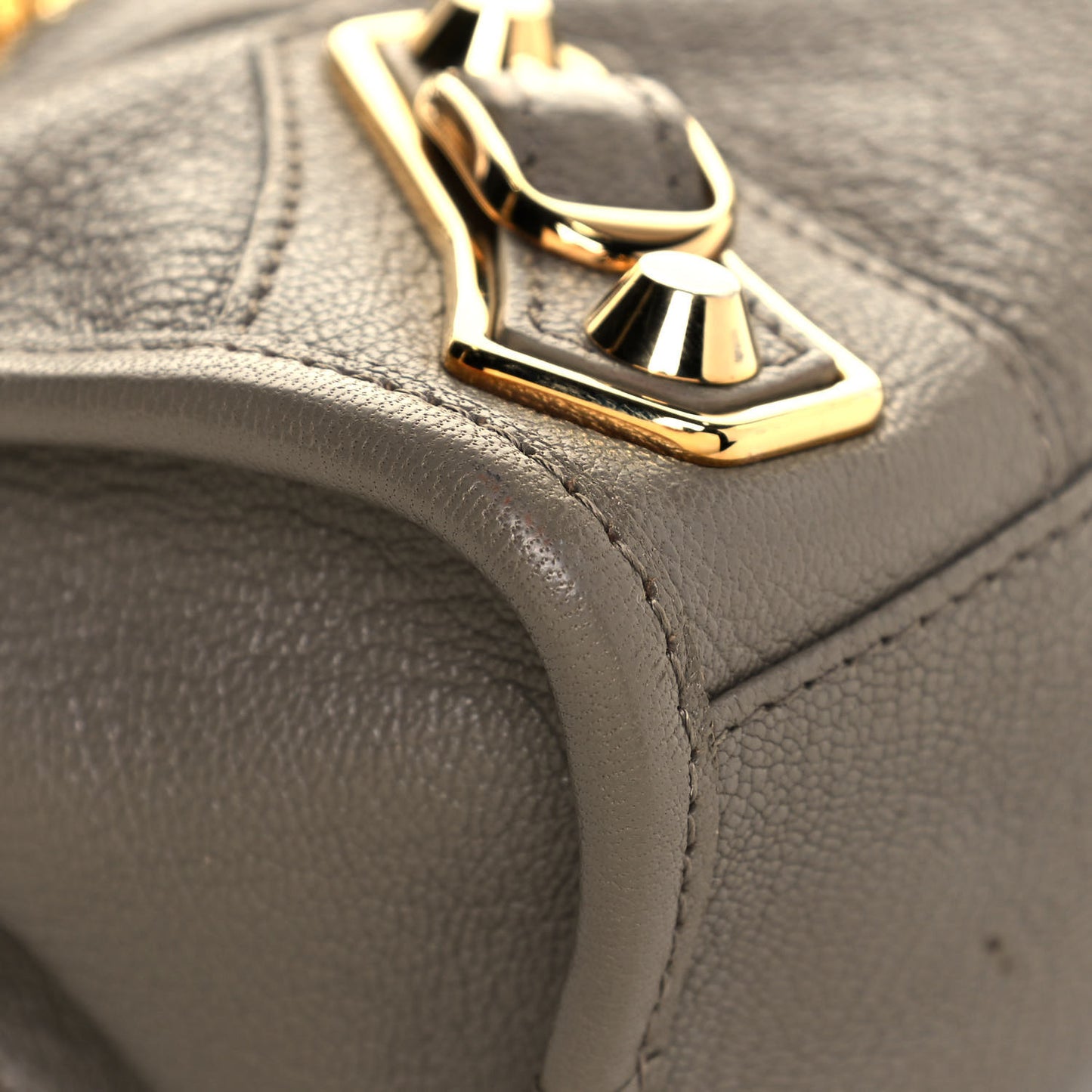 Chevre Gold Metallic Edge Hardware Mini City Gris Taupe