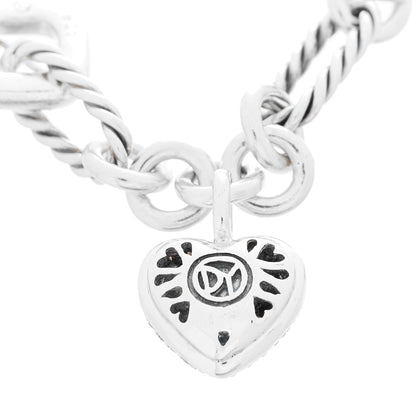 David Yurman Sterling Silver Diamond Cable Heart Charm Bracelet 5 of 5