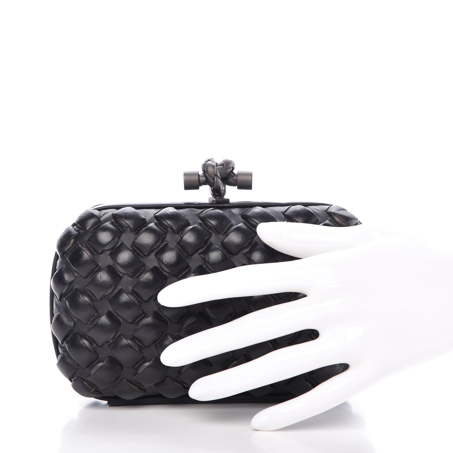 Bottega Veneta Nappa Intrecciato Studded Knot Clutch Black 2 of 8