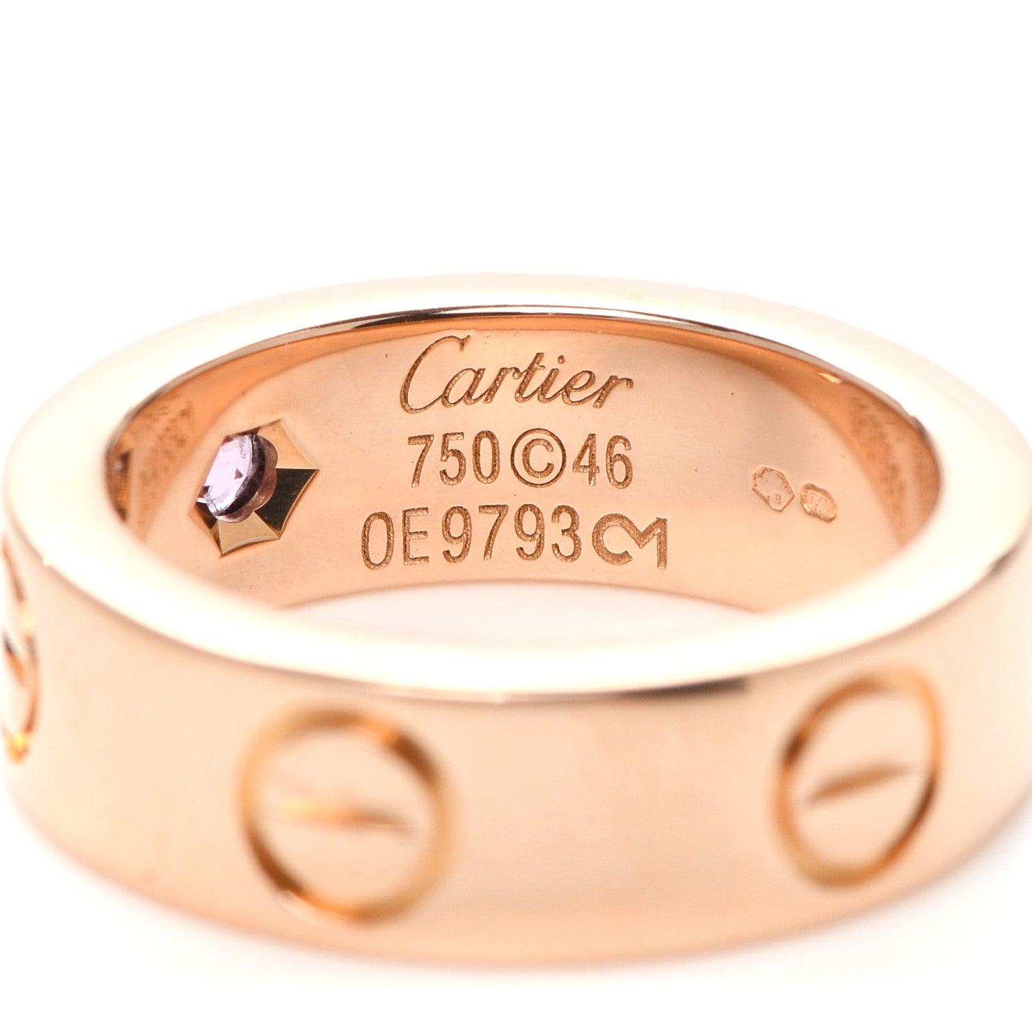 Cartier 18K Pink Gold Pink Sapphire 5.5mm LOVE Ring 46 3.75 4 of 4
