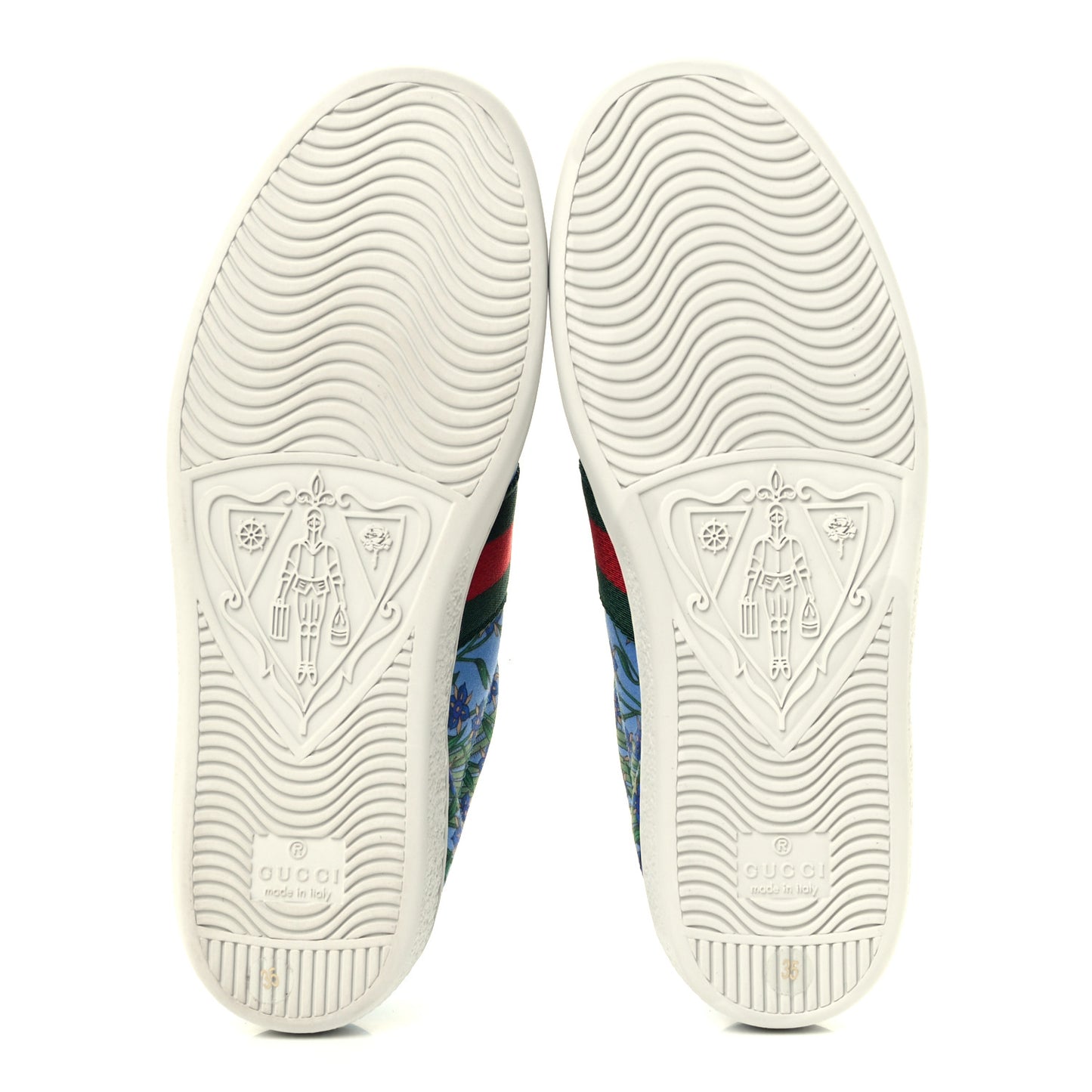 Calfskin Web New Flora Print Womens Ace New Sneakers 35 Azure