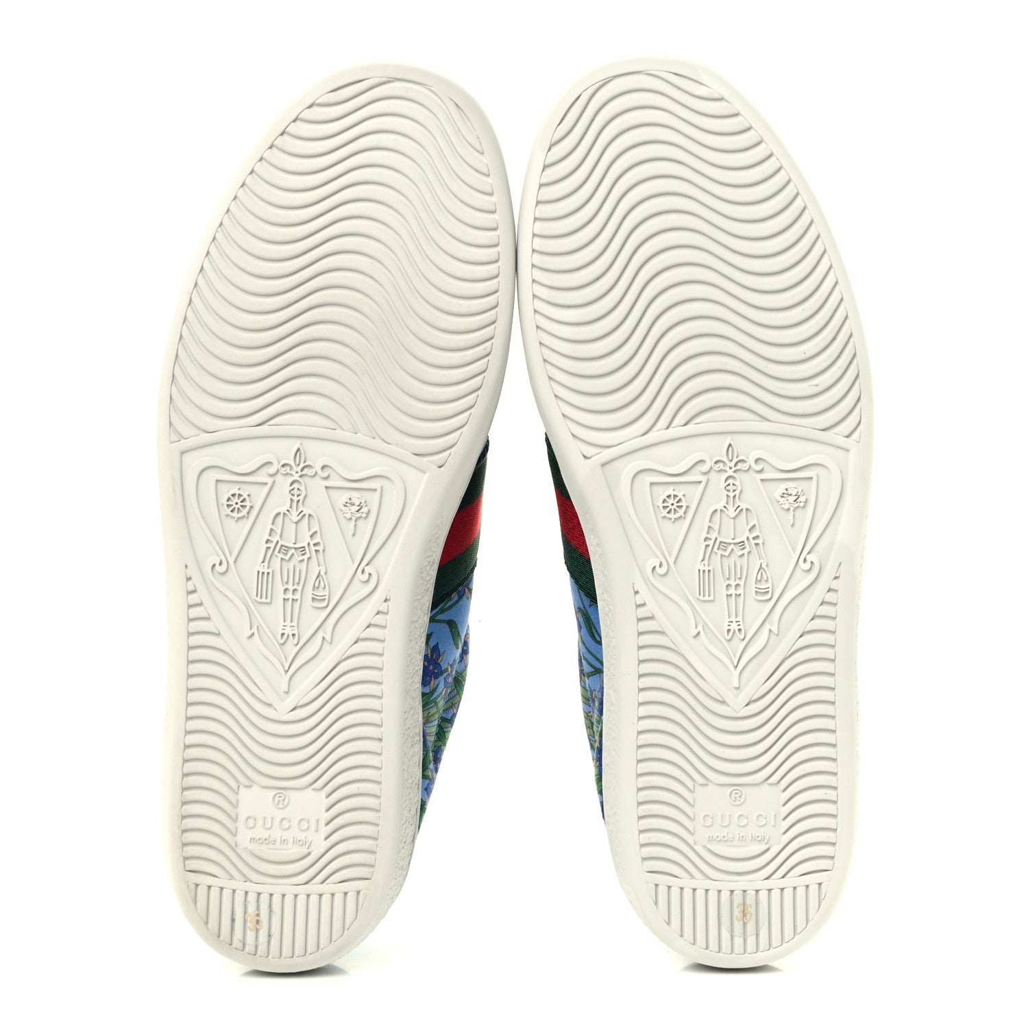 Gucci Calfskin Web New Flora Print Womens Ace New Sneakers 35 Azure 7 of 12