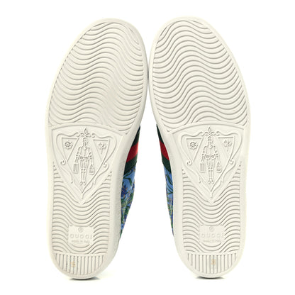Gucci Calfskin Web New Flora Print Womens Ace New Sneakers 35 Azure 7 of 12