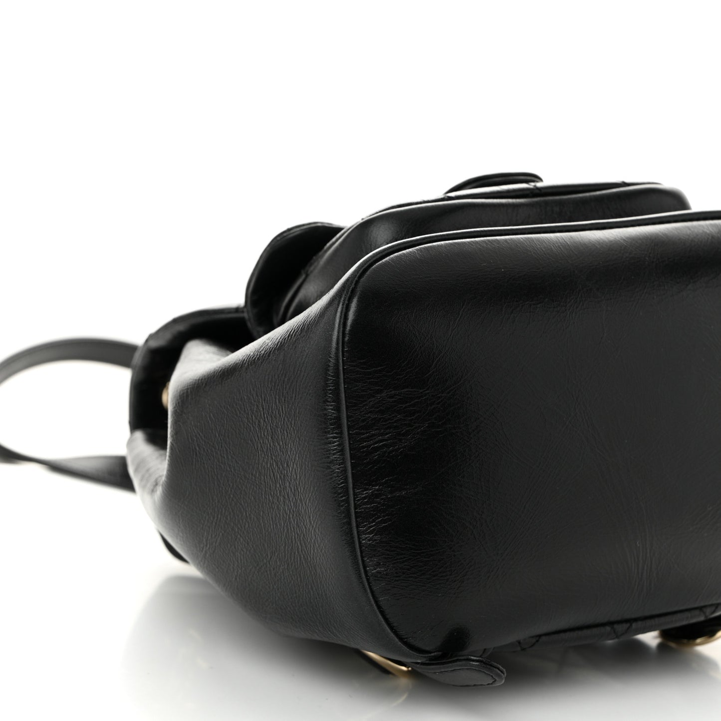 Glazed Aged Calfskin Quilted Small Duma Drawstring Backpack Black