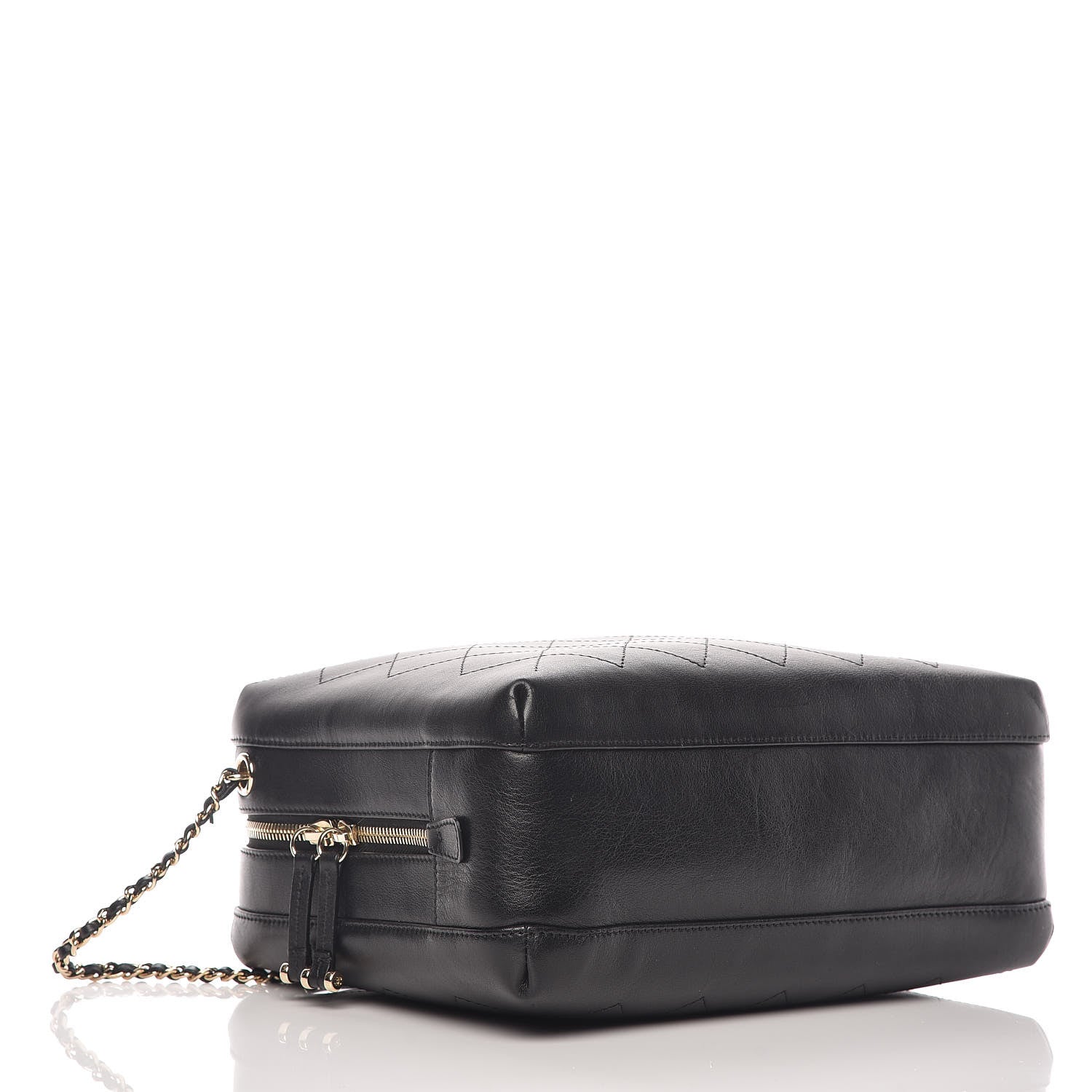 Chanel Calfskin Stitched Sleek Box Top Handle Vanity Bag Black 4 of 9