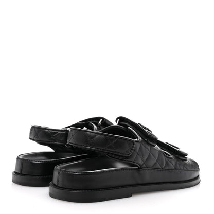 Chanel Lambskin Quilted Velcro Dad Sandals 39 So Black 5 of 9