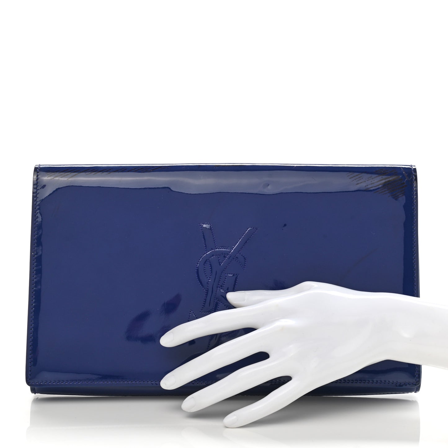 Patent Calfskin Monogram Large Belle De Jour Clutch Royal Blue