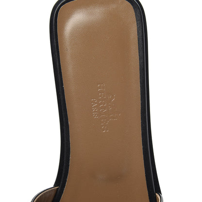 Hermes Box Calfskin Oran Sandals 37.5 Black 7 of 9