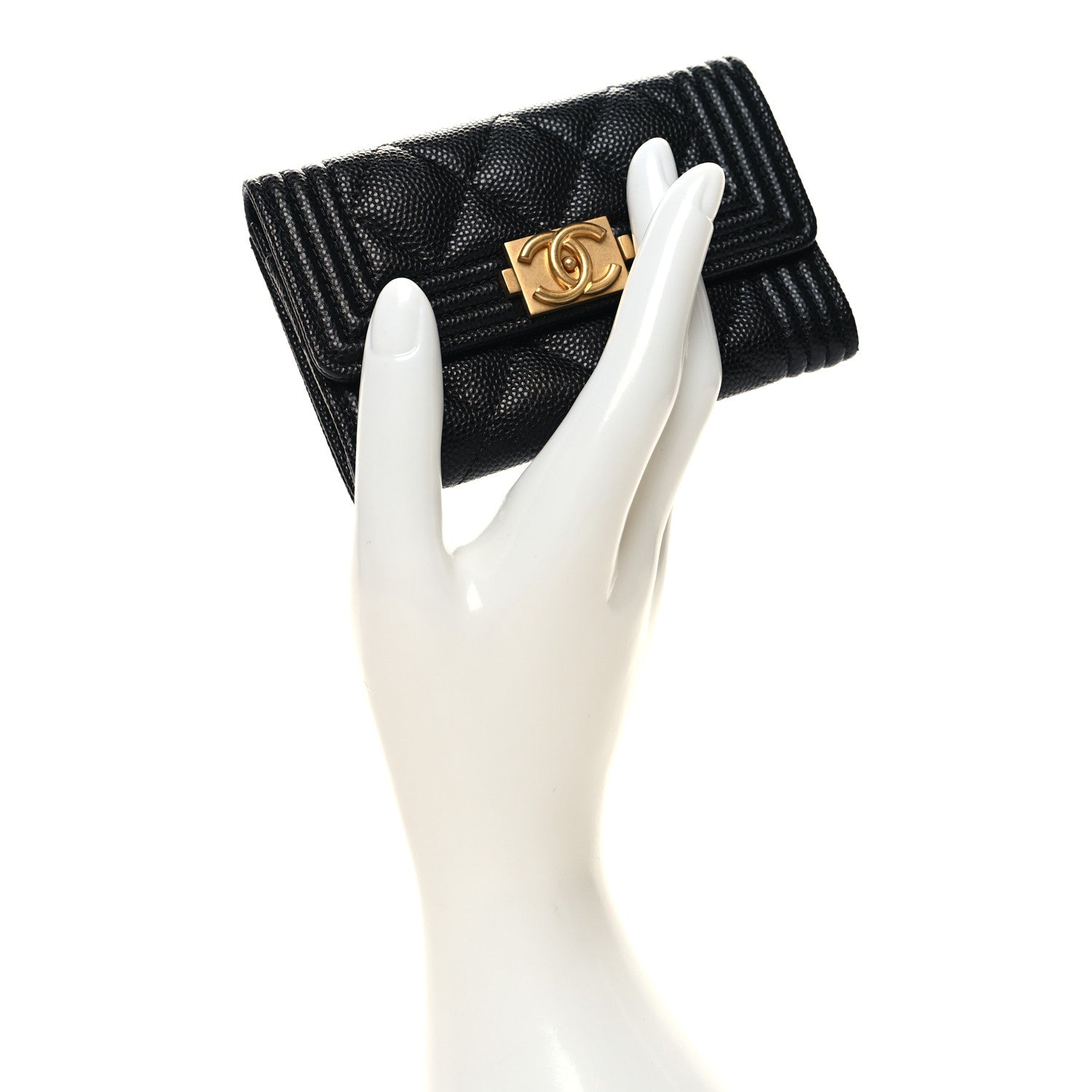 Chanel Caviar Quilted Boy Flap Card Holder Black 2 of 9