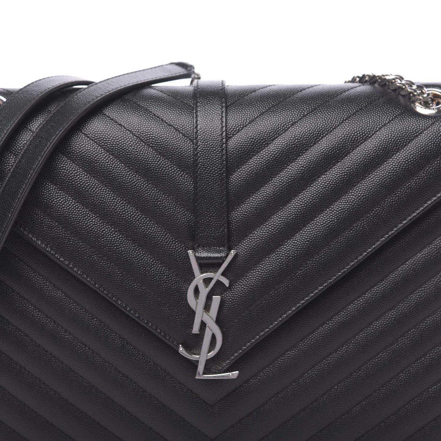 Grain De Poudre Matelasse Chevron Large Monogram Satchel Black