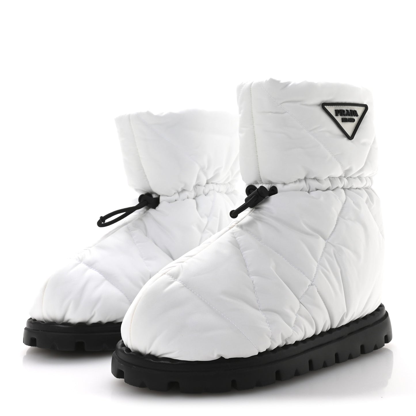 Re-Nylon Piuma Triangle Logo Padded Drawcord 20mm Snow Boots 37 Bianco