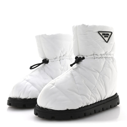 Prada Re-Nylon Piuma Triangle Logo Padded Drawcord 20mm Snow Boots 37 Bianco 4 of 8