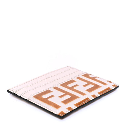 Fendi Vitello Soft Bi-Color FF 1974 Embossed Card Holder Camelia Saddler 3 of 4