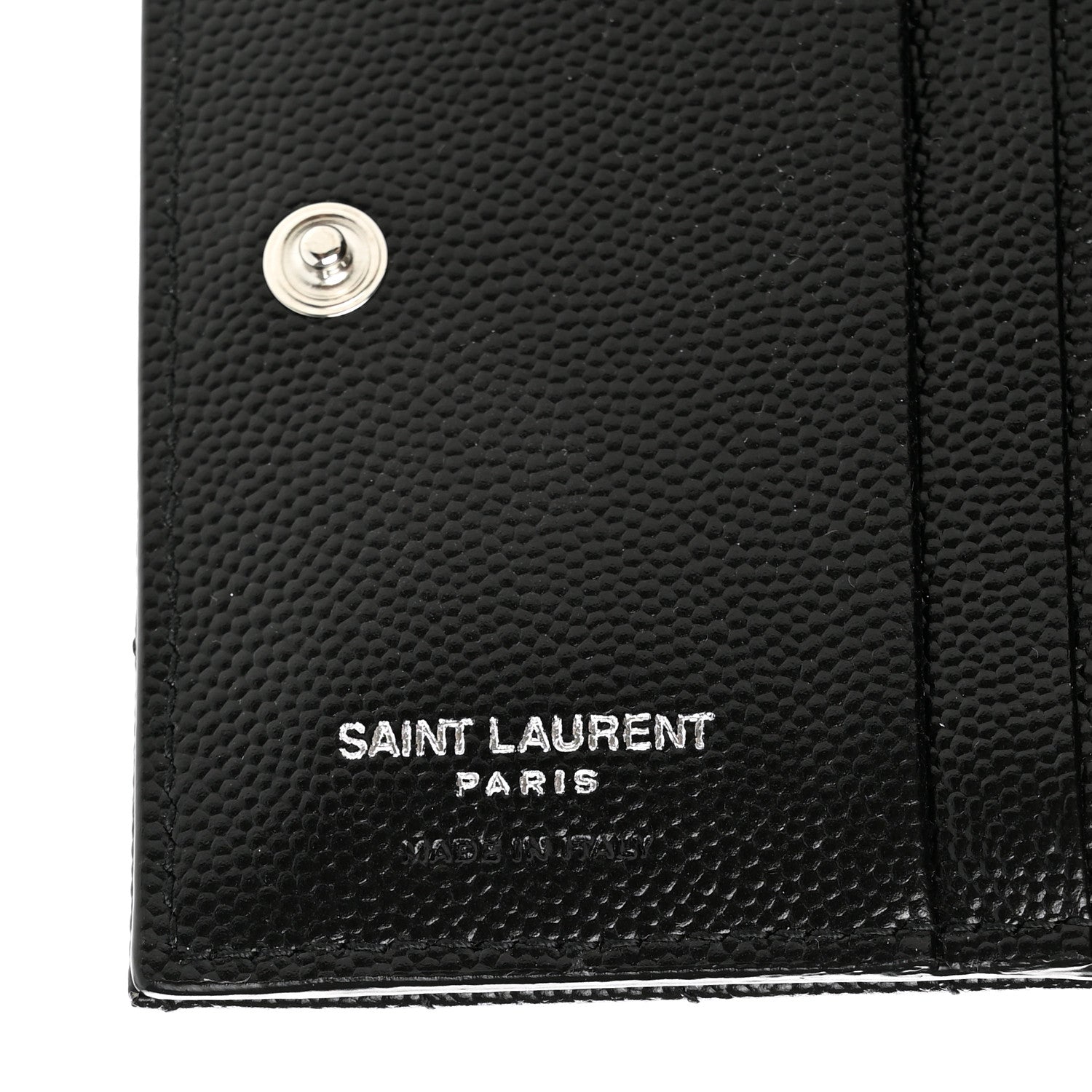 Saint Laurent Grain De Poudre Matelasse Chevron Monogram Zipped Card Case Black 6 of 9
