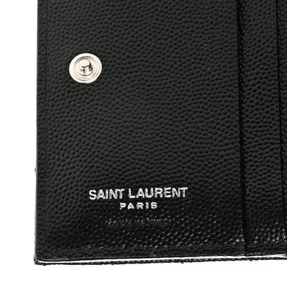 Saint Laurent Grain De Poudre Matelasse Chevron Monogram Zipped Card Case Black 6 of 9