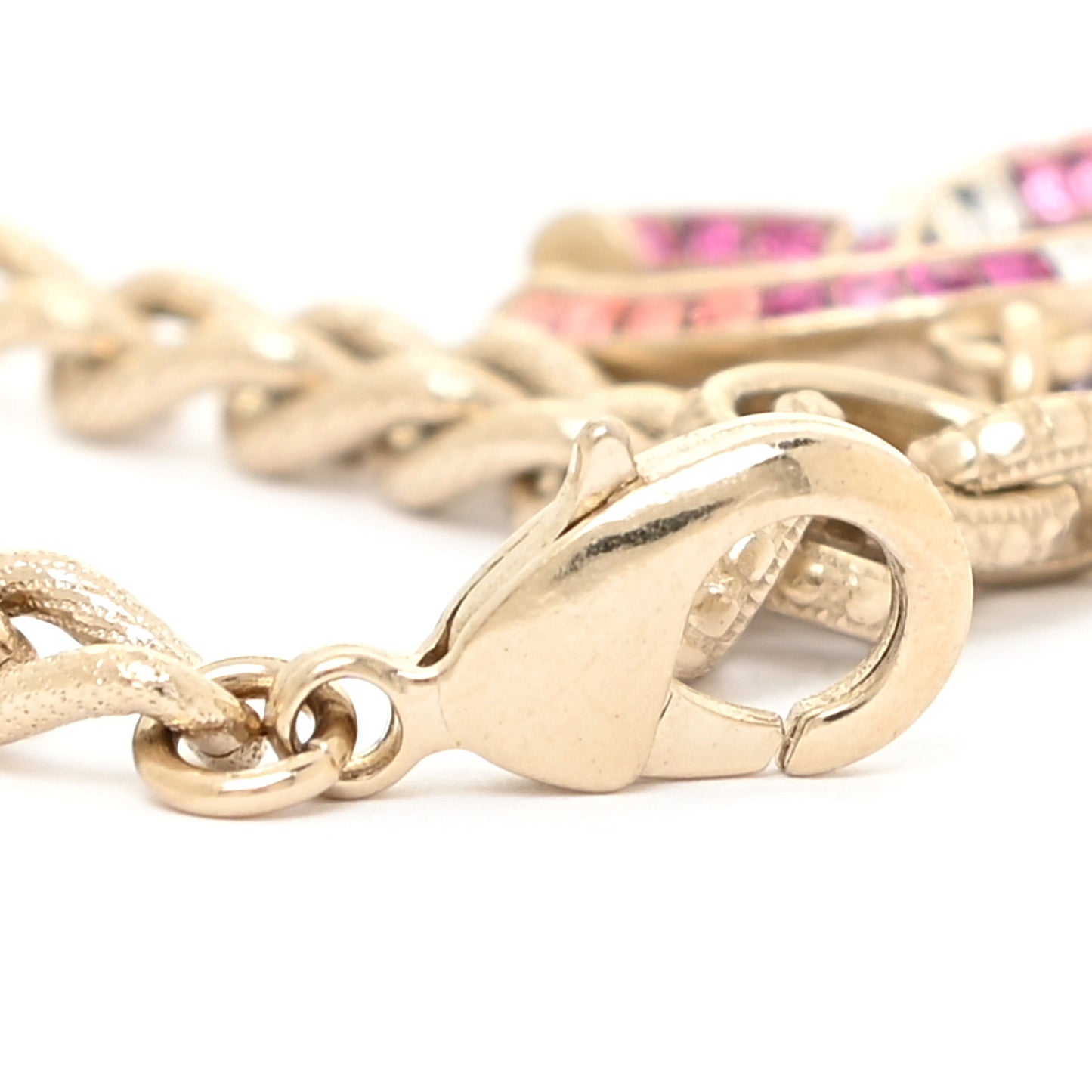 Baguette Crystal Chain CC Bracelet Pink Gold