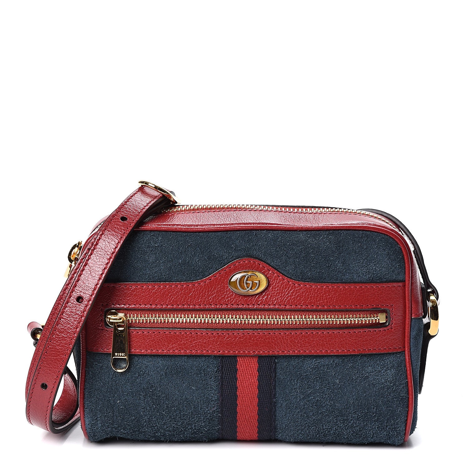 Gucci Suede Calfskin Web Mini Ophidia Shoulder Bag New Blue Romantic Cherry 1 of 9