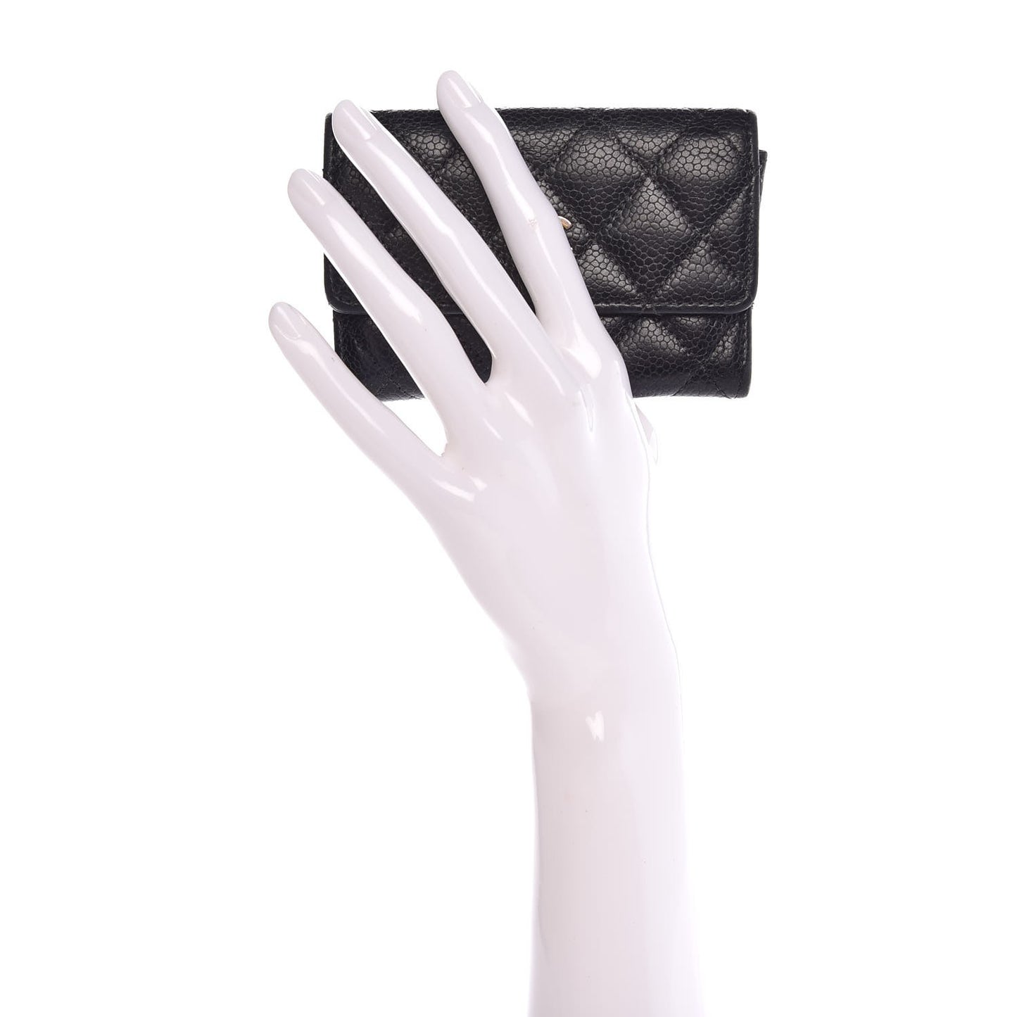 Caviar Quilted Flap Card Holder Black